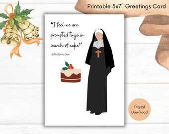 Printable Download Call The Midwife Sister Monica Joan Funny Christmas Card | Midwife Christmas Card | Nun Midwife Greetings Card |