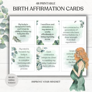 Birth Affirmation Cards | Positive Phrases | Labour | Pregnancy Quote | Pregnancy | Baby Shower | Digital Download | Hypnobirthing Sayings |