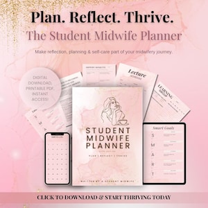 Agenda étudiant sage-femme | Planificateur d'études de pratique de sage-femme imprimable | Agenda numérique GoodNotes PDF | Carnet de placement, Réflexions sur les quarts de travail, Académique