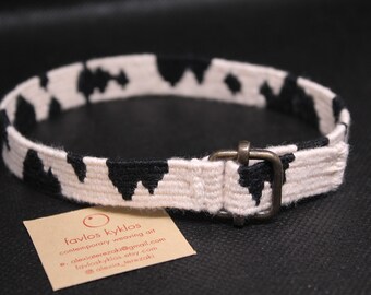 Handwoven decorative leash-collar for pets in cow print design