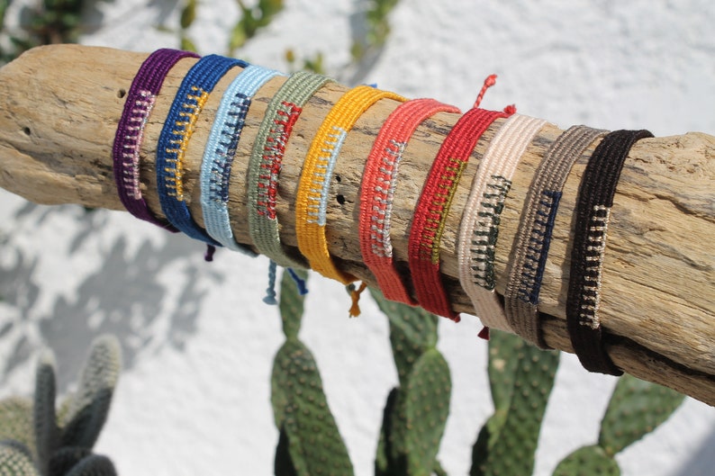 Handwoven bracelet-Minimal design-one color base color options image 7