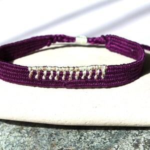 Handwoven bracelet-Minimal design-one color base color options dark purple-green