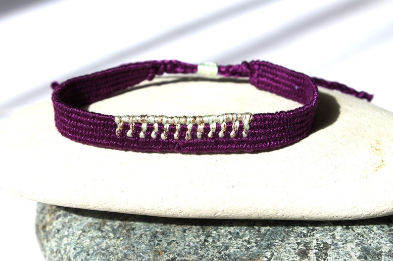 Handwoven bracelet-Minimal design-one color base color options dark purple-green