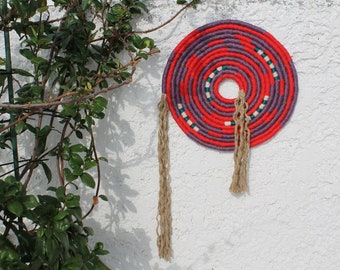 Decorative wall hanging / Minimal desing in red/purple