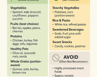Diabetic Food Lists Printable Eat Limit Avoid Charts PDF