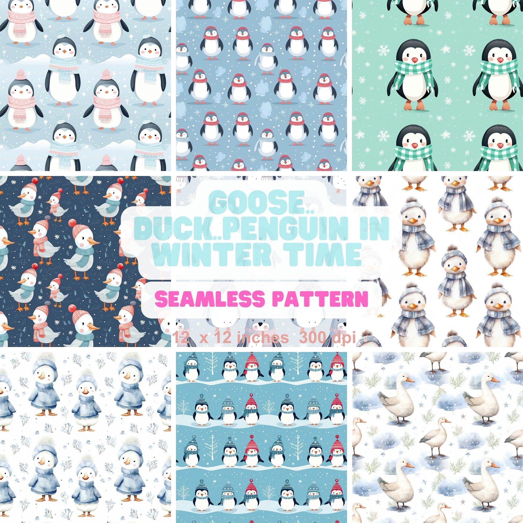 Goose Endless Pattern 17 Jpg Goose/ Duck/ Penguin Seamless Repeat Pattern , File Seamless ...