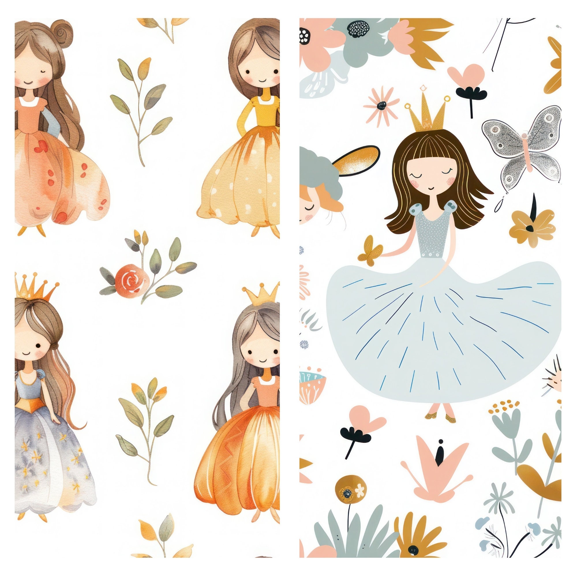 Cute Princess Seamless Repeat Pattern , File Seamless Pattern for ...