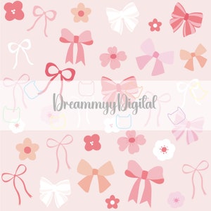 Bow and Flower Seamless   Repeat  Pattern File , Seamless Pattern For Fabric , Pattern Digital ,Scrapbook Paper , Baby Nursery