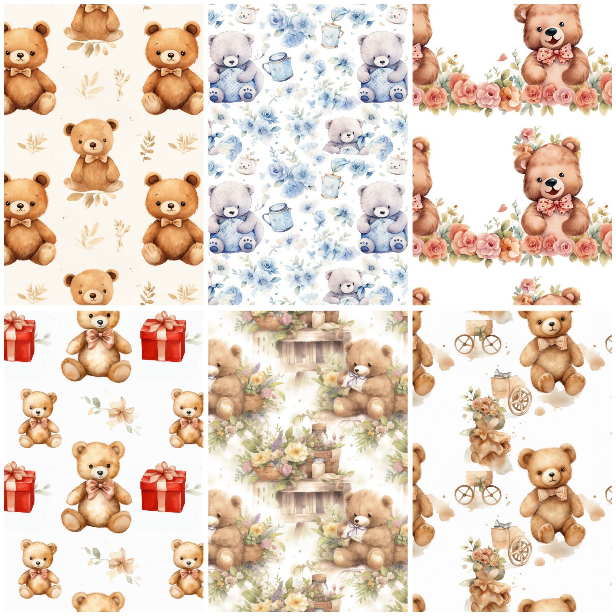 18 Teddy Bear Seamless Repeat Pattern , File Seamless Pattern for ...