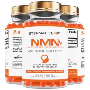 NMN Capsules, Pure Nicotinamide Mononucleotide 90x500mg Capsules, Plant-Based Clean Formula Supplement