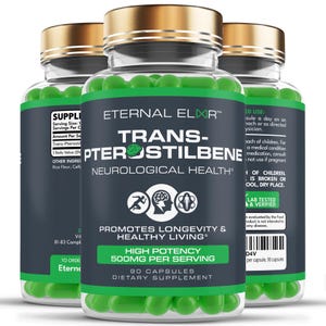 Trans-Pterostilbene 500mg x 90 Capsules, Neurological Health Support Capsules, Vegan Pterostilbene Supplement
