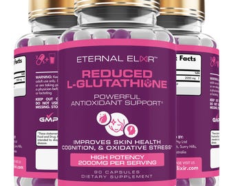 Cápsulas de L-glutatión reducido, fórmula limpia (90 cápsulas veganas), cápsulas antioxidantes