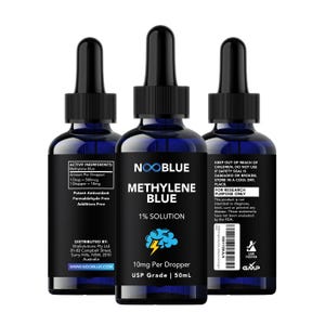 Methylene Blue Dropper - Ultra High Purity USP Grade 1% Solution - 50ML / 500mg - Lab Tested for Transparency - Biohacking & Red Light