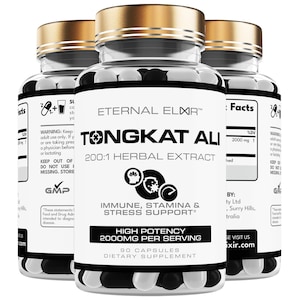 Tongkat Ali Vegan Capsules, Immune, Stamina & Stress Support Supplement, Herbal Extract Clean Formula Capsules