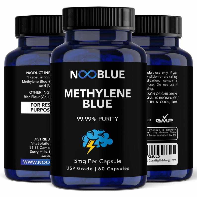 Methylene Blue Capsules, Lab Tested USP Grade High Purity 5mg X 60 ...