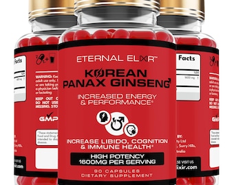 Cápsulas de Panax Ginseng Coreano, Cápsulas de Extracto Puro de Raíz de Panax, Suplemento Vegano a Base de Plantas