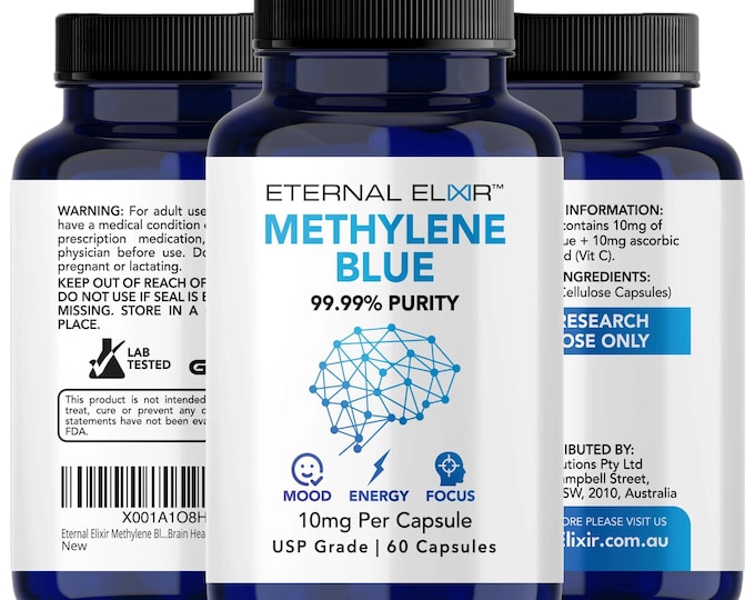 Methylene Blue Capsules, Lab Tested USP Grade High Purity 10mg X 60 ...