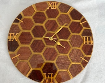 Resin and Mahogany Honeycomb clock