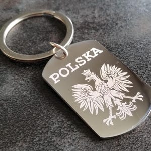 Polska Polish Eagle Keyring – National Emblem Souvenir Gift | Personalised Steel Gift for Him or Her