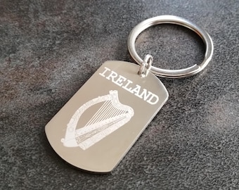 Ireland Keyring – National Emblem Souvenir Gift | Personalised Steel Gift for Him or Her