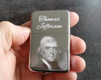 Präsident Thomas jefferson – Souvenir USA Geschenk – Feuerzeug mit Gravur