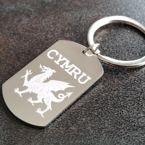 Wales Cymru Dragon Keyring – National Emblem Souvenir Gift | Personalised Steel Gift for Him or Her