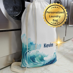 Personalized laundry bag, laundry sack with name, custom laundry hamper, college dorm laundry bag, kids camping bag, monogram laundry sack