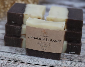 Cinnamon & Orange Soap, %100 Natural Cold Process, Handmade, Sensitive Skin