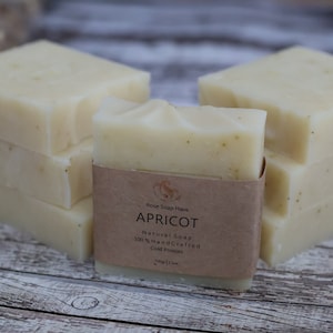 Barra de jabón de albaricoque, jabón de proceso en frío, jabón de barra hidratante natural para rostro y cuerpo