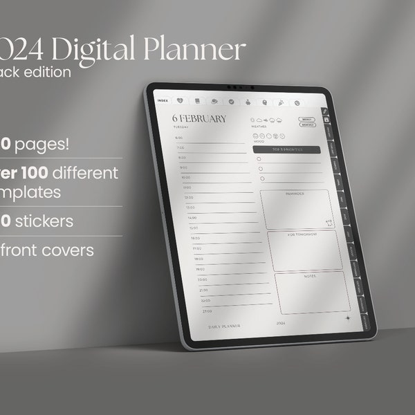 Digital Planner 2024 for IPad, Simple planner for time management, GoodNotes calendar 2024