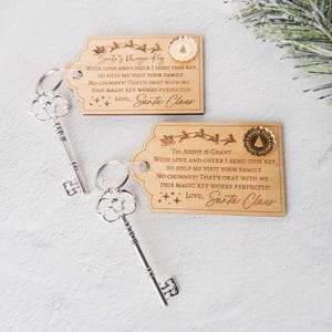 Llave Mágica de Papá Noel, Llavero Personalizado de Papá Noel, Llave Mágica de Nochebuena, Llave de Papá Noel sin Chimenea, Regalo Grabado Personalizado para Niños, Recuerdo Navideño