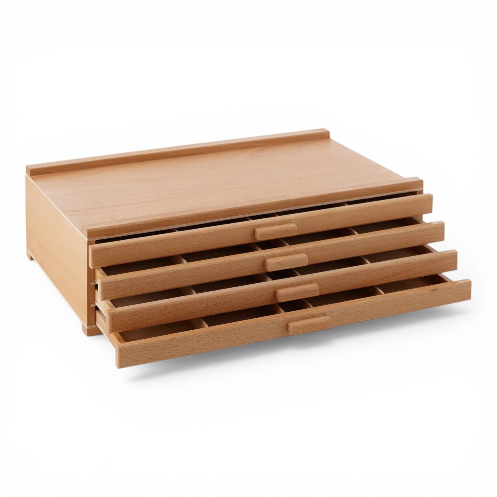 Beechwood Artist Storage Box, Multi-drawer Desktop Art Supply Chest ...