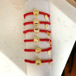 Lunar New Year Schmuck 2024 Chinesisches Sternzeichen Rot String Armband Niedliches Tier Einstellbar Geflochtenes Armband Geburtstagsgeschenk