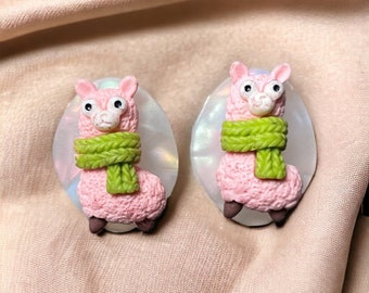 Cute Llama Earrings For Summer Jewelry For Best Friend Kawaii Alpaca Gift For Mom Pink Farm Animal Gift For Wife