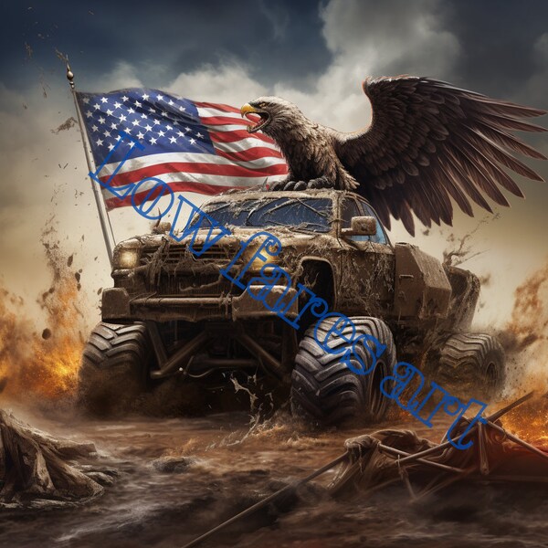 Fondo de pantalla de Estados Unidos de América/ fondo de pantalla de bandera de estados unidos con monster truck y águila incluida(Imagen 2)