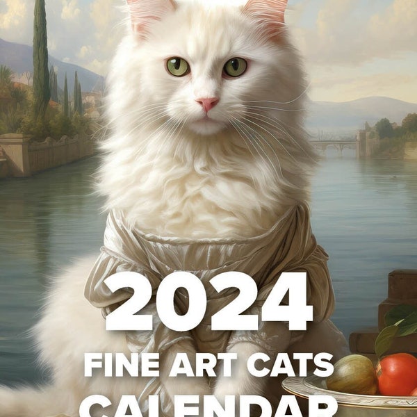 calendar, 2024 calendar, cat calendar, kitty calendar, animals calendar, art calendar, fine art, fine arts, classic art, cute cats