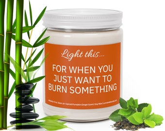 Light This For When You Just Want To Burn Something, 9oz Glass Candle, Multiple Colors And Scents, Personalization Optional