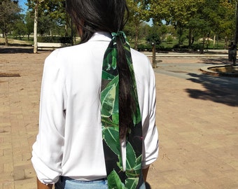 Hair tie handmade long ribbon. Woman chiffon long skinny hair scarf. Multipurpose scarf.
