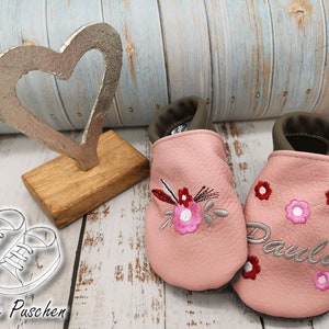 Baby shoes with BOHO flowers - leather slippers for children - slippers for toddlers