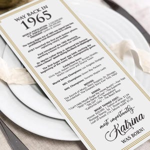 Arquivo digital feito sob encomenda/ Decorações personalizadas de 1965 a 60º aniversário/ Cartões de lugar de mesa personalizados para você/ Para homens e mulheres