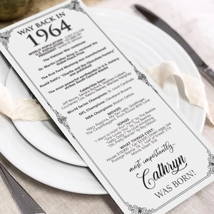 MADE-To-Order Digitale Datei / Personalisierte 1964 - 60.Geburtstagsdekoration / Tischkarten Personalisiert Für Sie / für Männer Frauen