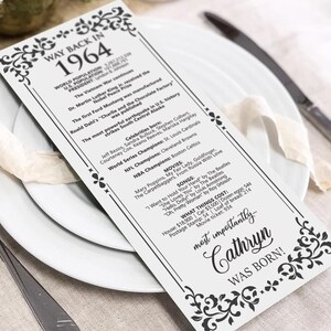Archivo digital hecho a pedido/Decoraciones personalizadas para el 60.° cumpleaños de 1964/Tarjetas de mesa personalizadas para ti/para hombres y mujeres