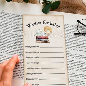 Downloadable 3.5x7 Wishes for Baby / Storybook Baby Shower / UNeditable