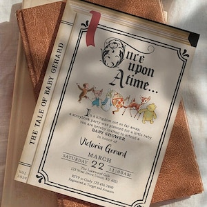 Faire-part numérique 5 x 7 sur commande / Shower de bébé ou anniversaire livre de contes / personnalisé pour vous
