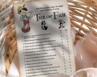 Downloadable 5x7 Storybook Baby Shower Game With Answer Key / Not Self-Editable / True or False