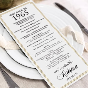 MADE-To-Order Digitale Datei / Personalisierte 1965 - 60.Geburtstagsdekoration / Tischkarten Personalisiert Für Sie / für Männer Frauen