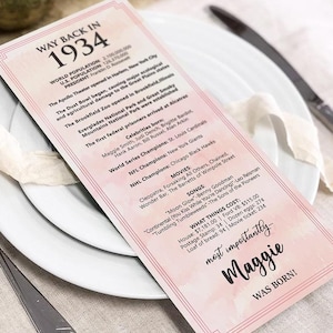 Archivo digital hecho a pedido/Decoraciones personalizadas para el 90.° cumpleaños de 1934/Tarjetas de mesa personalizadas para ti/para hombres y mujeres