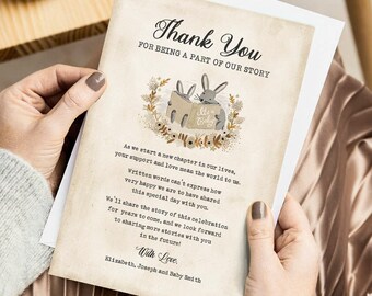 Tarjeta de agradecimiento imprimible de 4 x 6 hecha a pedido / temática de libro de cuentos / personalizada para usted