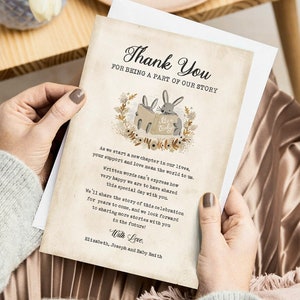 Carte de remerciement imprimable sur commande 4 x 6 / sur le thème du livre de contes / personnalisée pour vous