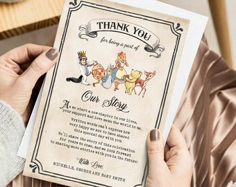 Tarjeta de agradecimiento imprimible de 4x6 pulgadas, hecha a medida / con temática de cuento de hadas / personalizada para ti